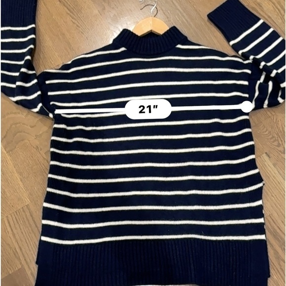 Ralph Lauren Striped Merino Wool Sweater small petite navy and white old money D - Picture 10 of 12